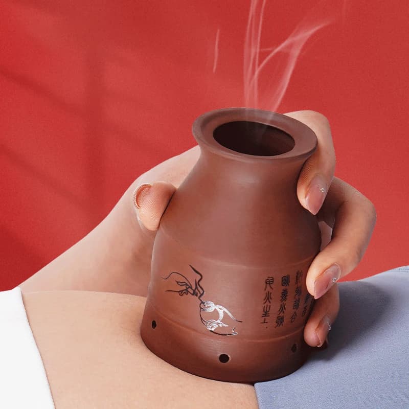 Pot de Moxibustion en Céramique, Ohio eur Chaud Gua Sha en Argile, Tasse Grattoir, Relaxation Musculaire, Relaxation du Corps, Bois d'Absinthe