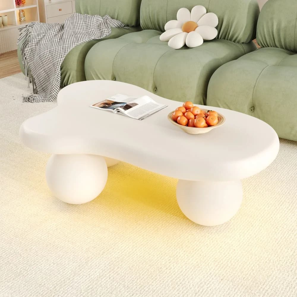 Table basse LED PINGGO White Cloud, 16 couleurs, télécommande, décoration moderne pour salon, chambre d'enfant, lumière