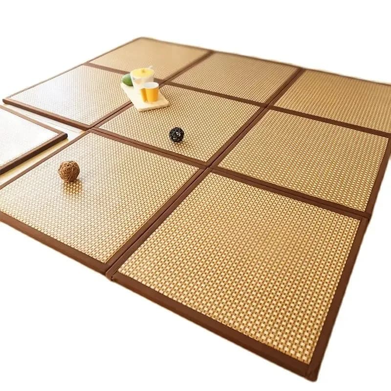 Matelas de couchage pliable en rotin, style japonais, 2cm Tapis pliant 2cm épais tatami rotin japonais tapis de couchage Été Étudiant enfants