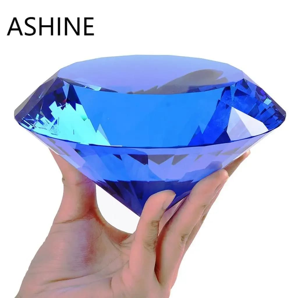 6 cm, 8 cm 10 cm verre cristal bleu diamant décoration bijou presse-papier, idée de décoration cadeau pour noël, anniversaire de Thanksgiving