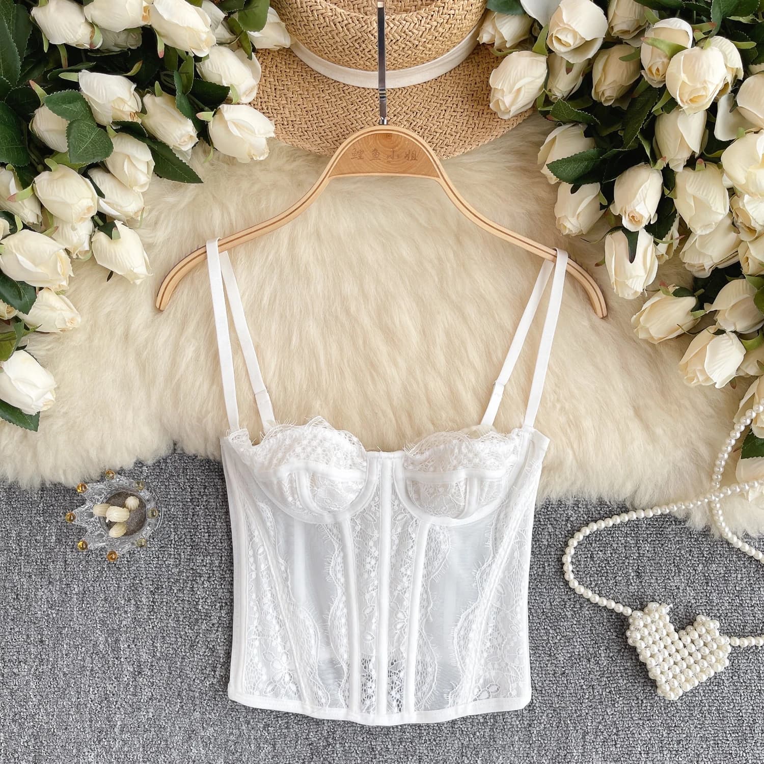 Chic doux dentelle Camis mode débardeur basique mince haut court Sexy Corset Bustier été hotsweet femmes vintage hauts Ins