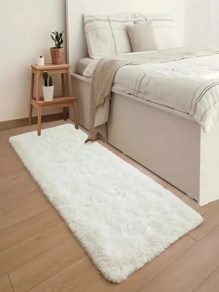 VIKAMA Tapis à poils longs doux et moelleux, tapis de canapé de salon lavable en machine et facile à entretenir, tapis de chevet pour la