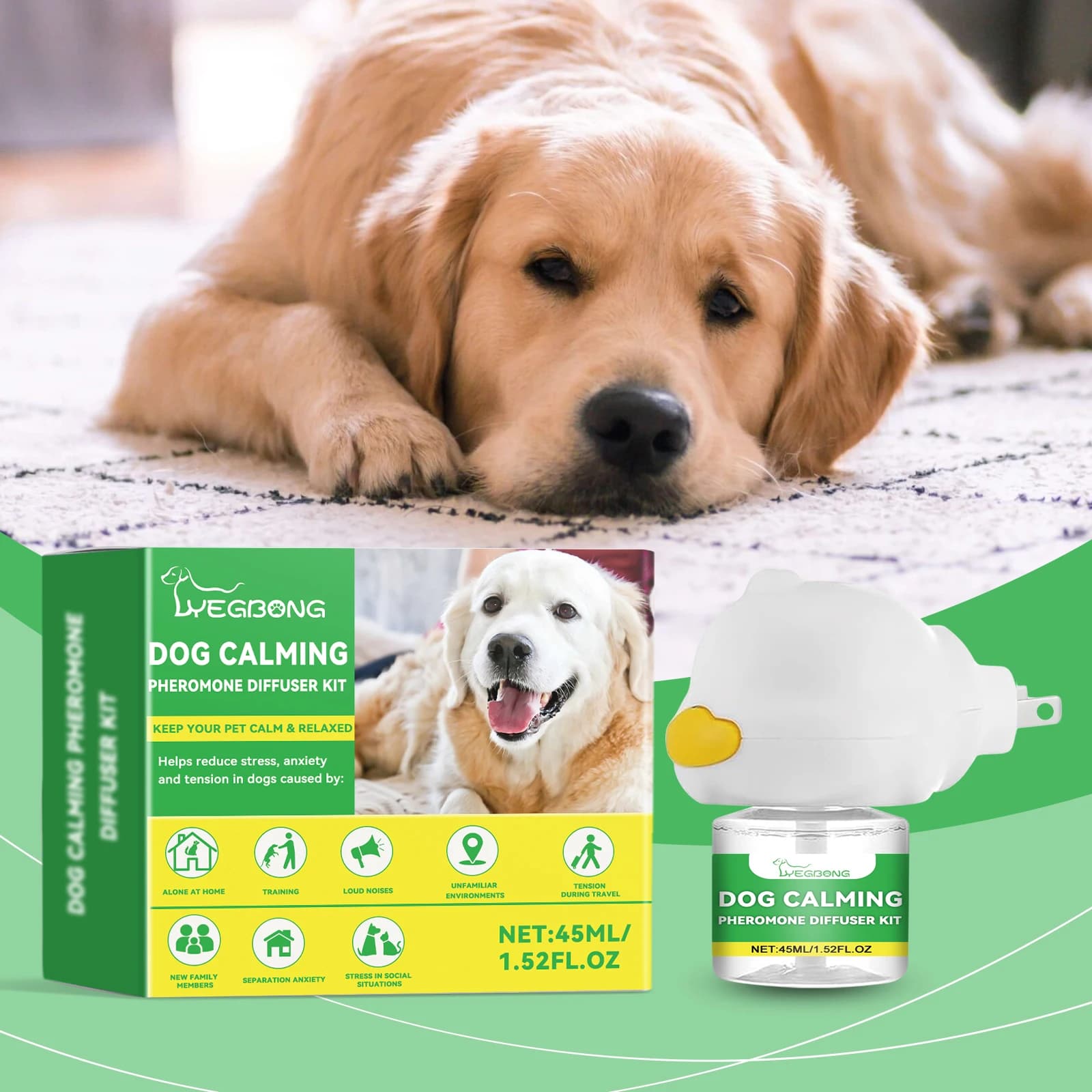 Kit diffuseur apaisant pour chien – Pour soulager l'anxiété des animaux de compagnie et soulager le stress dans les nouveaux environnements de