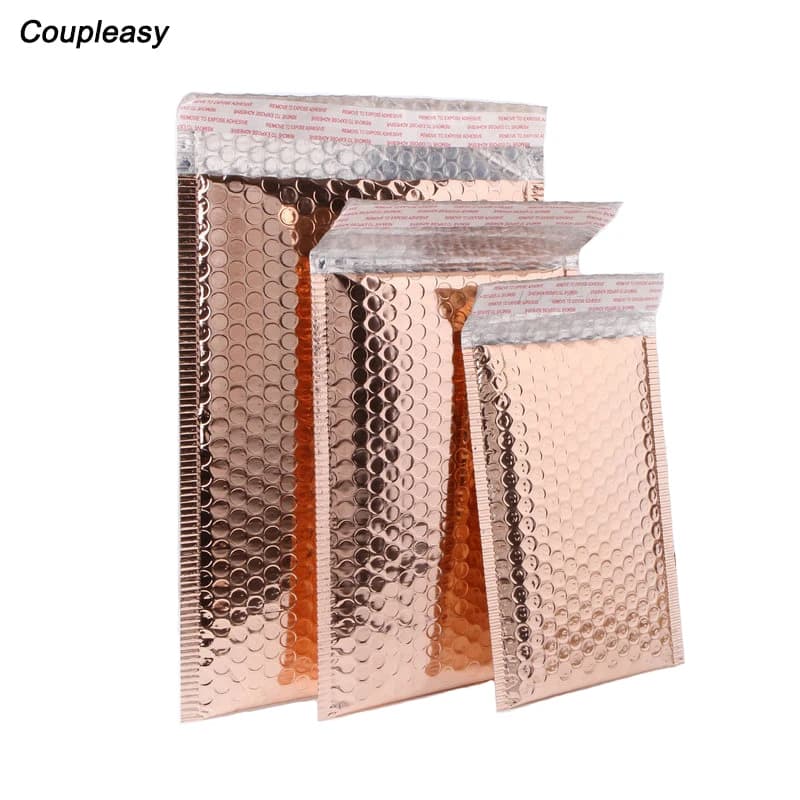 Enveloppes à bulles en papier plaqué or clair, 50 pièces/lot, sacs de courrier, enveloppe d'expédition rembourrée, sac d'expédition à bulles