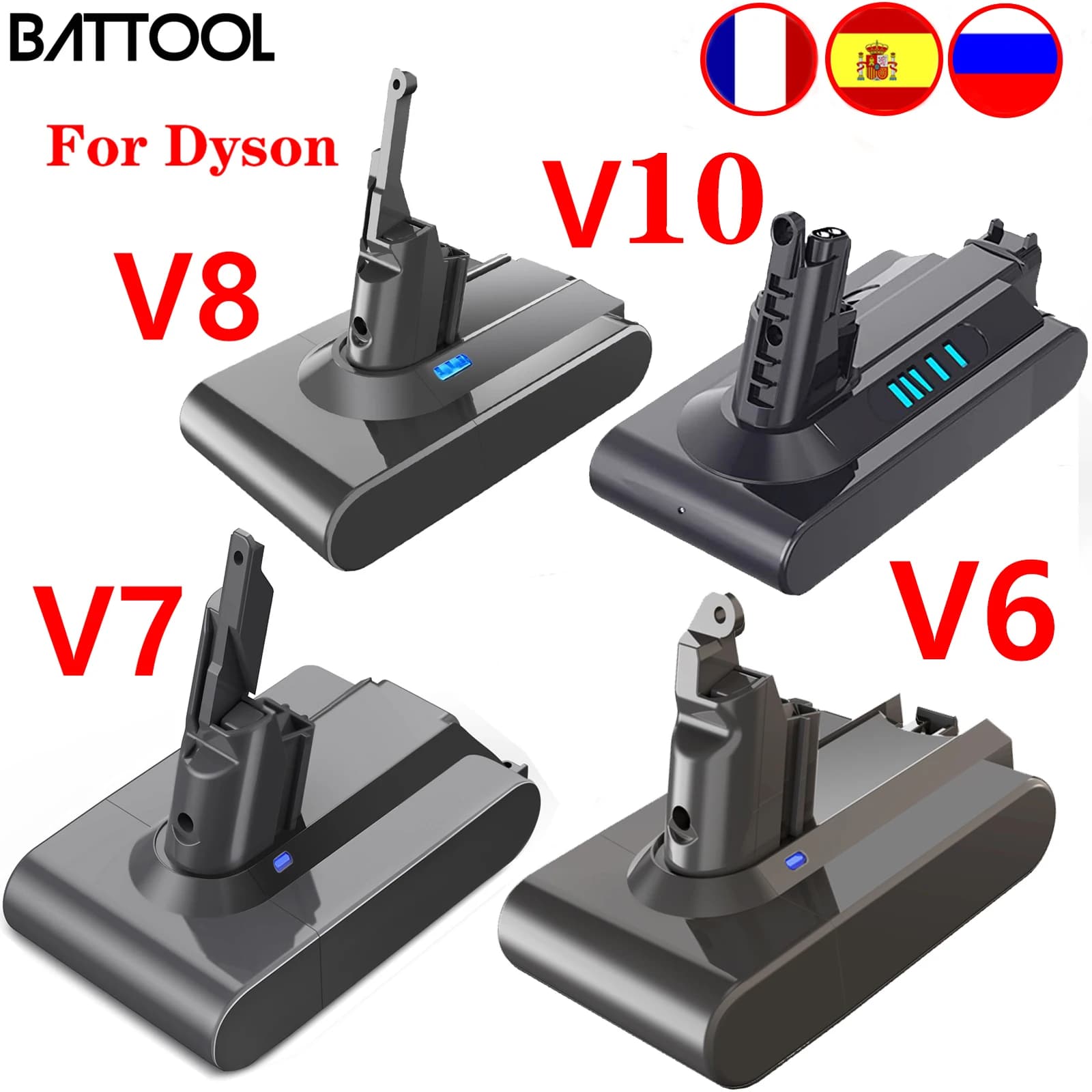Batterie d'aspirateur pour Dyson V6 V7 V8 V10 série SV07 SV09 SV10 SV12 DC62 absolue moelleux Animal Pro batterie Rechargeable