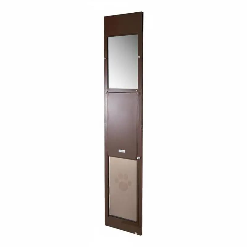 Porte pour chien pour porte coulissante en verre, hauteur réglable de 75 7/8 à 80 11/16 po, cadre en alliage d'aluminium avec charnières rotatives,