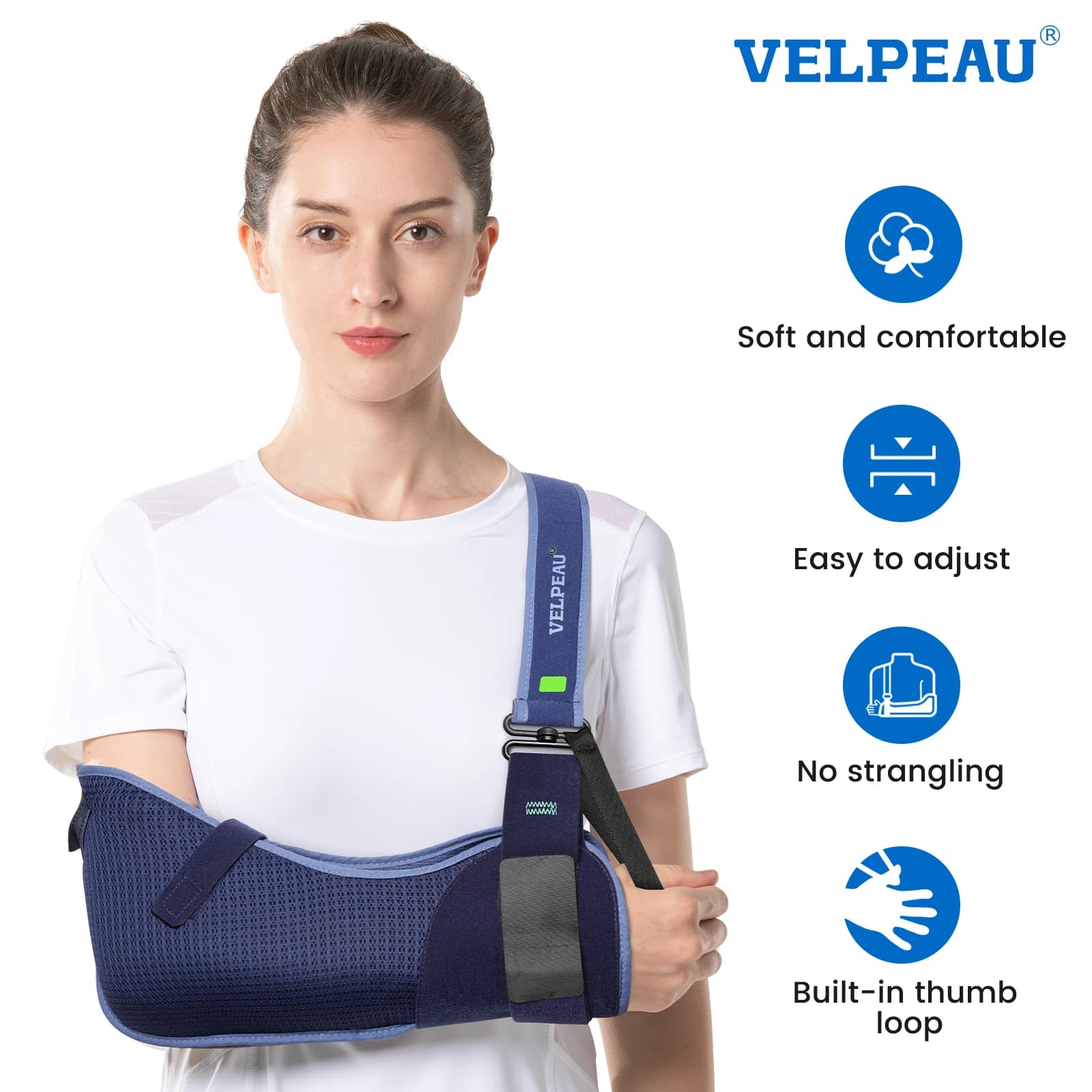 VELPEAU Brassard pour blessures sur manchette de rotateur, luxation des mains cassées et des coudes, immobilisateur médical d'épaule s'adapte aux