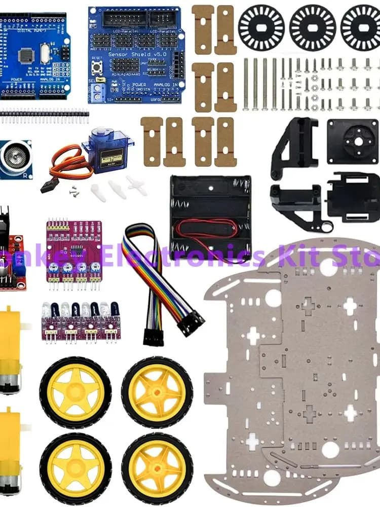 Kit de châssis de voiture Robot intelligent électronique 4WD, avec encodeur de vitesse et boîte de batterie, Kit de bricolage pour carte arduino R3