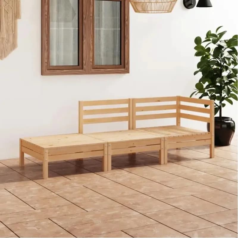 vidaXL Ensemble de meubles de jardin en bois de pin massif de qualité supérieure, ensemble d'extérieur 3 pièces, pour patio, cour, détente,