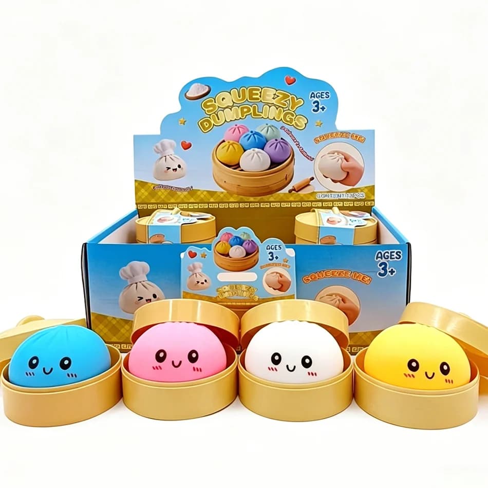 Boîte Mystère Mysecret Bun : Jouet Anti-Stress Squishy Coloré en Forme de Dumpling, Matériau TPR Souple, Surprise d'Unboxing, Style Aléatoire