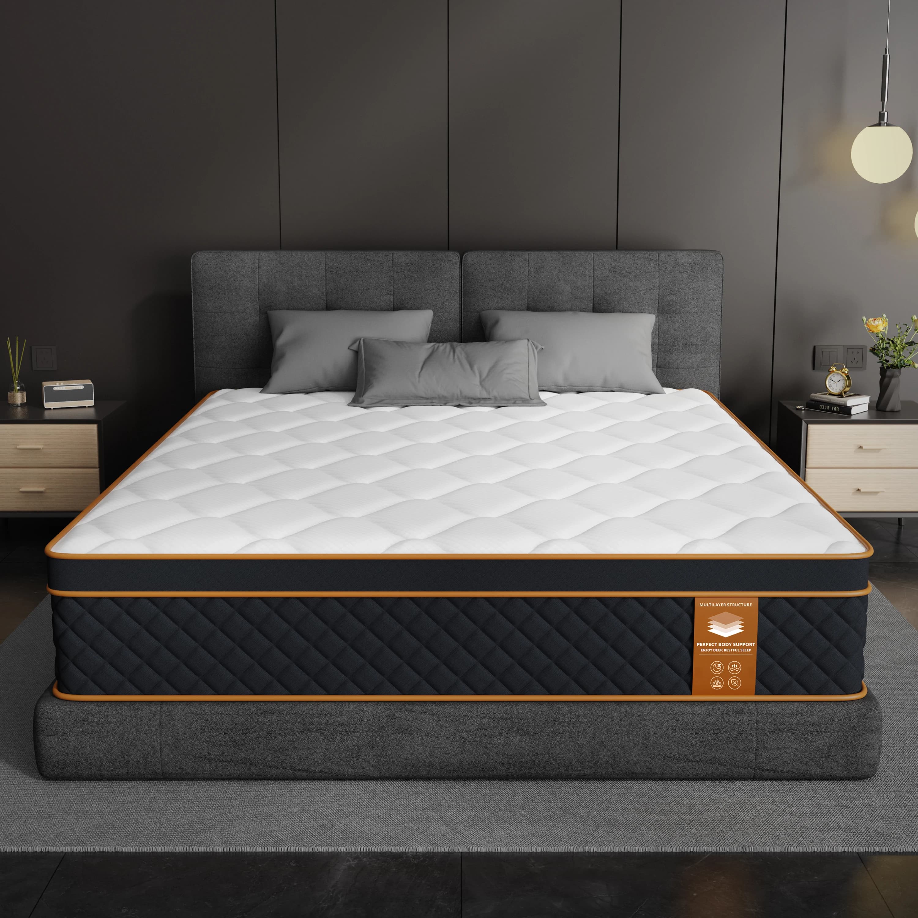 SKSBTF matelas à ressorts ensachés 90/120/140/160/180x200cm 25cm d'épaisseur matelas en mousse à mémoire de forme Support zoné pour dormir tapis