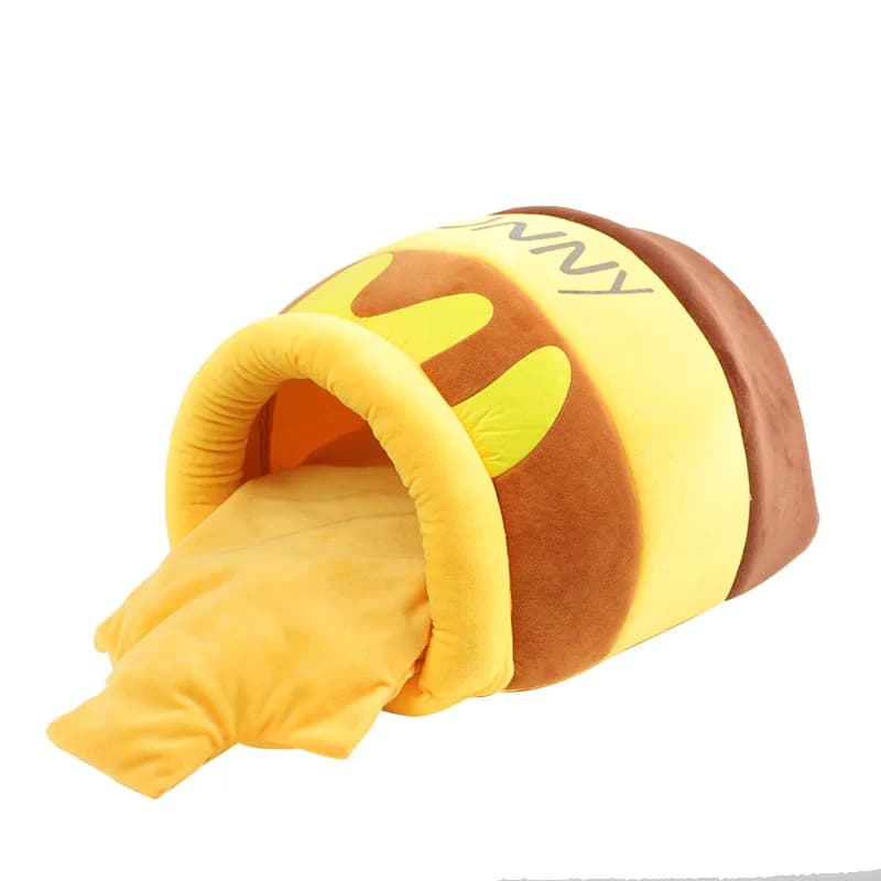 Nouveau pot de miel nid de chat semi-fermé automne et hiver nid de chiot chaud doux, confortable et respirant fournitures pour animaux de compagnie
