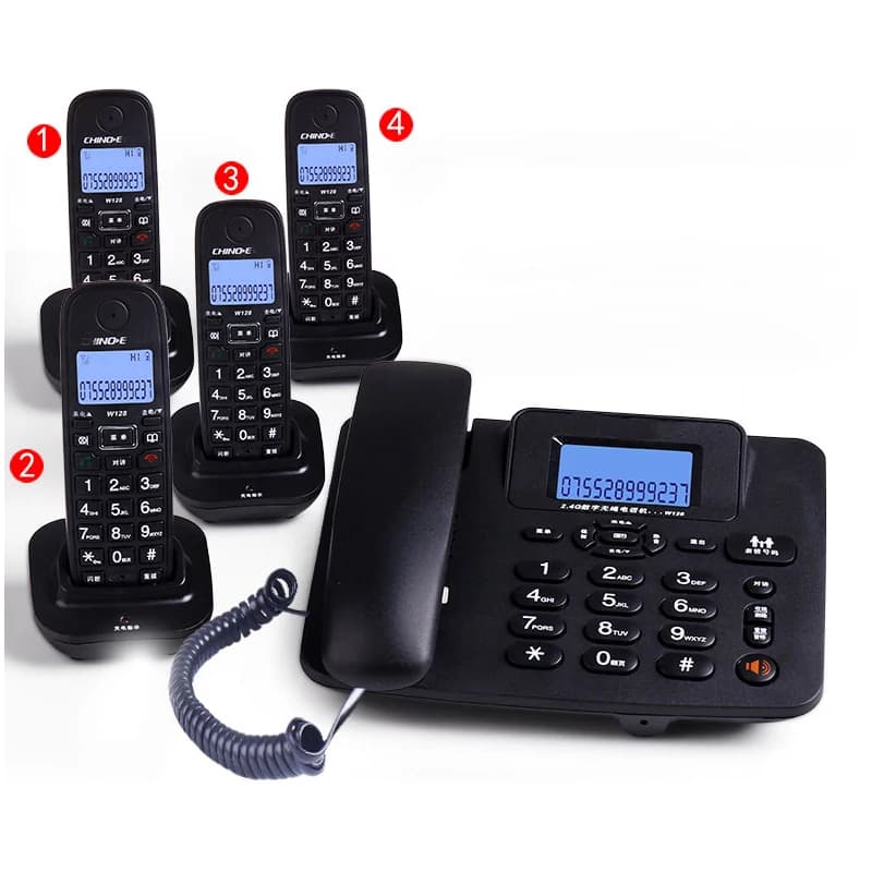 Répondeur sans fil 2.4G, combiné téléphonique filaire, téléphone sans fil longue portée pour bureau, maison, hôtel, 1 à 4 combinés,