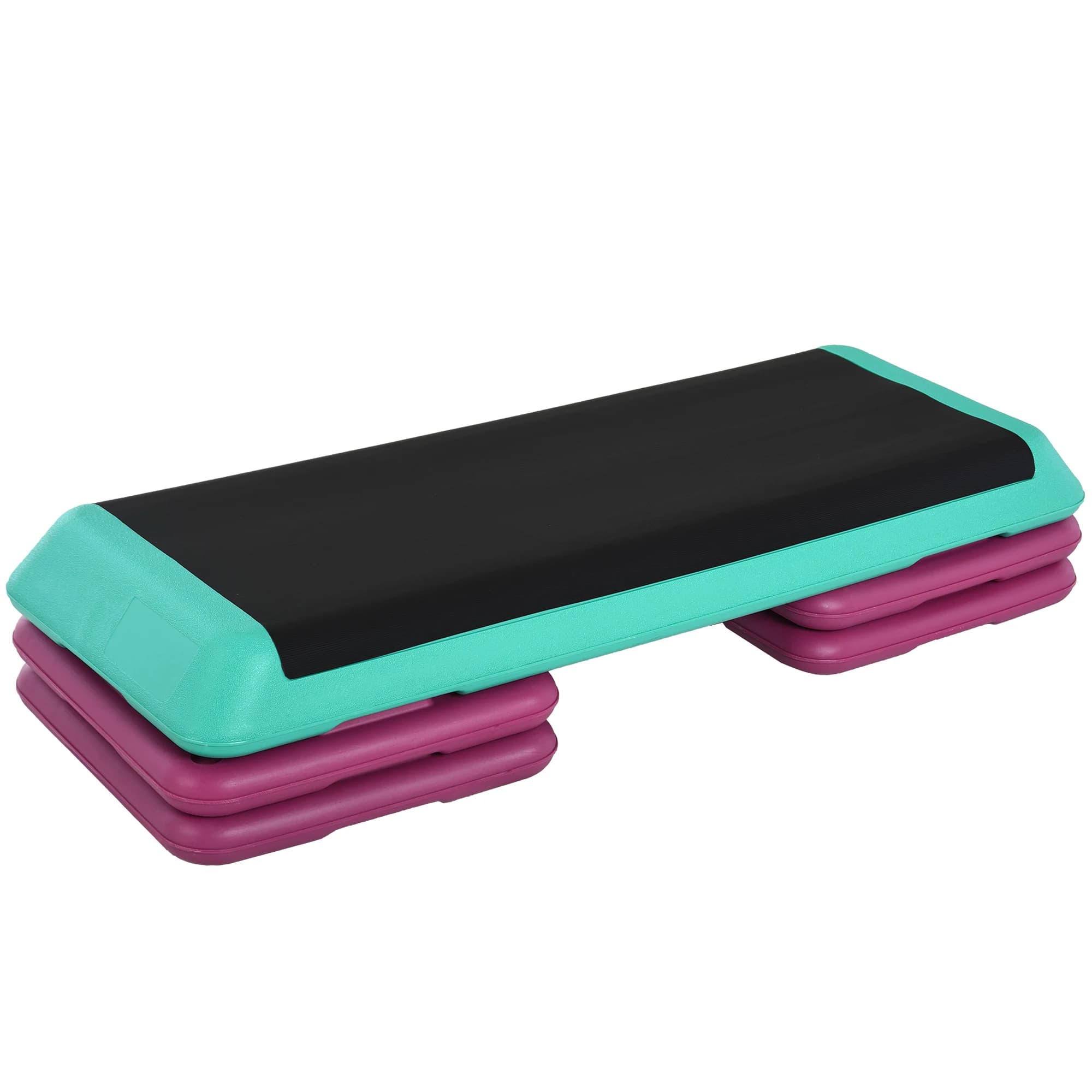 Step de fitness antidérapant Homcom, hauteur réglable sur 3 niveaux, 110x40x20 cm, multicolore