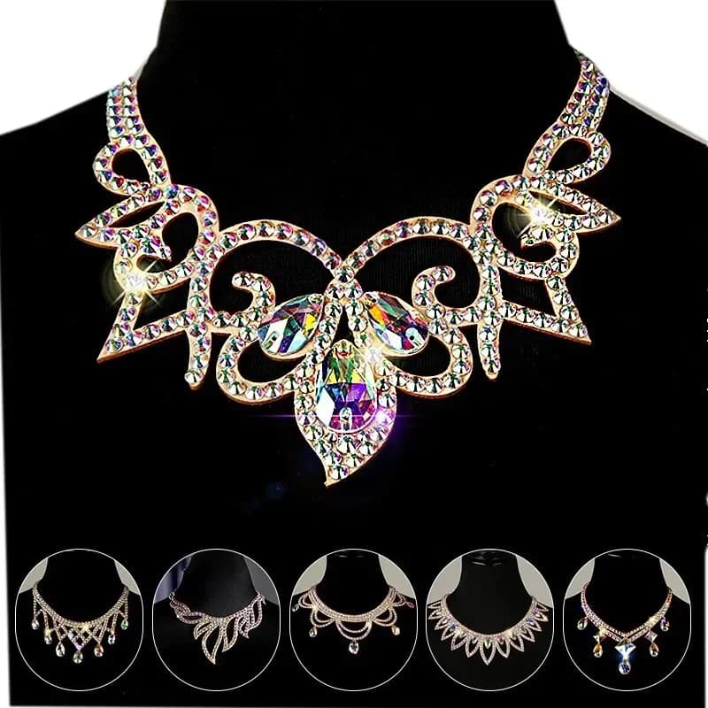 Collier en strass cristal fait à la main, bijoux pour spectacles de danse du ventre, accessoires de danse gitane colorés