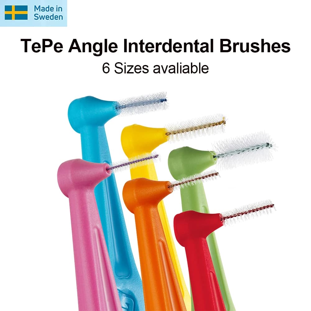 Tepe-Brosses dentaires d'angle interdentaires, livres de gencives dentaires, forme en L, manche long, taille 0, paquet de 3 à 5, 0.4 à 0.8mm, rouge,