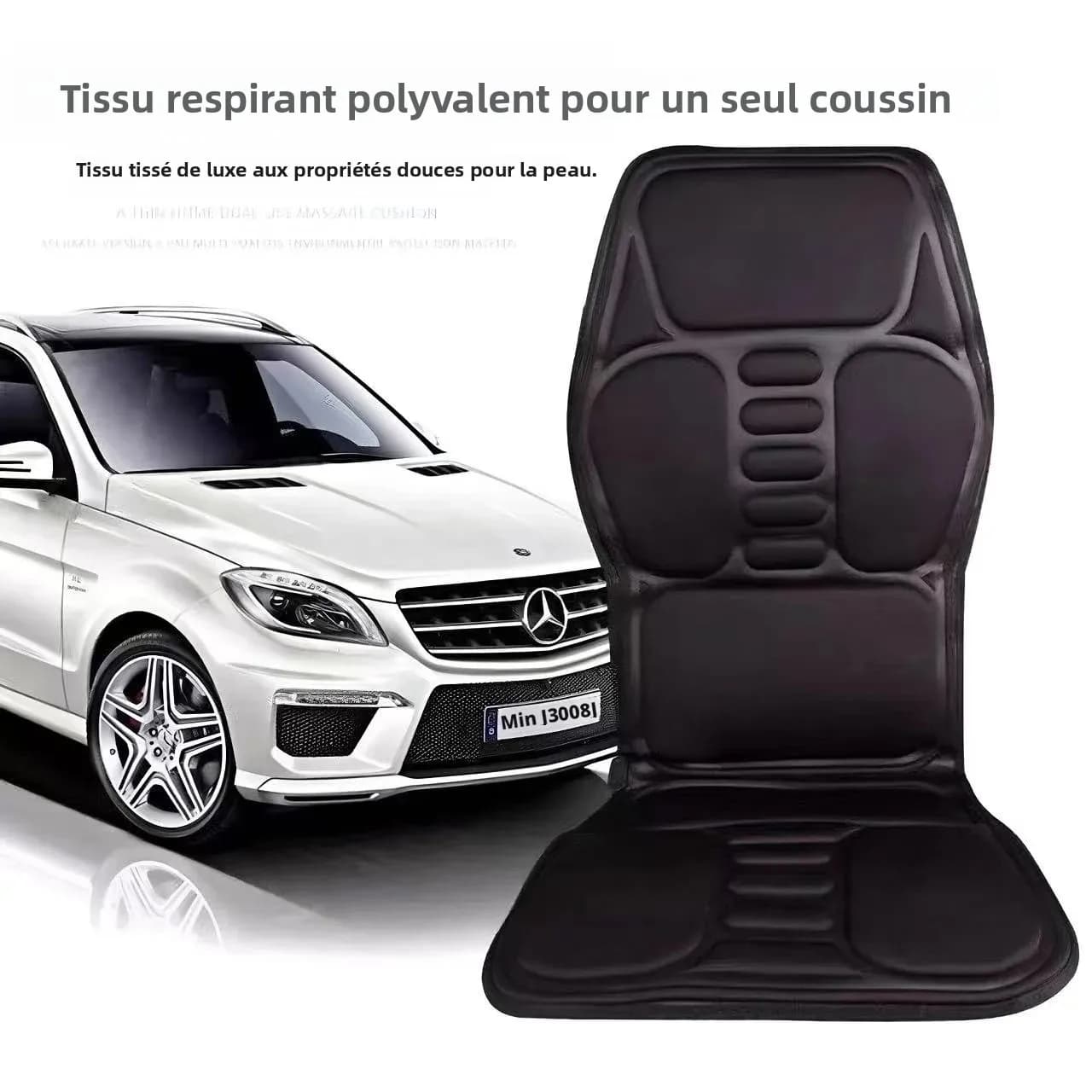Coussin de massage vibrant infrarouge chauffant Shiatsu pour le cou, le dos et les lombaires – Matelas de massage pour voiture et maison – Soutien