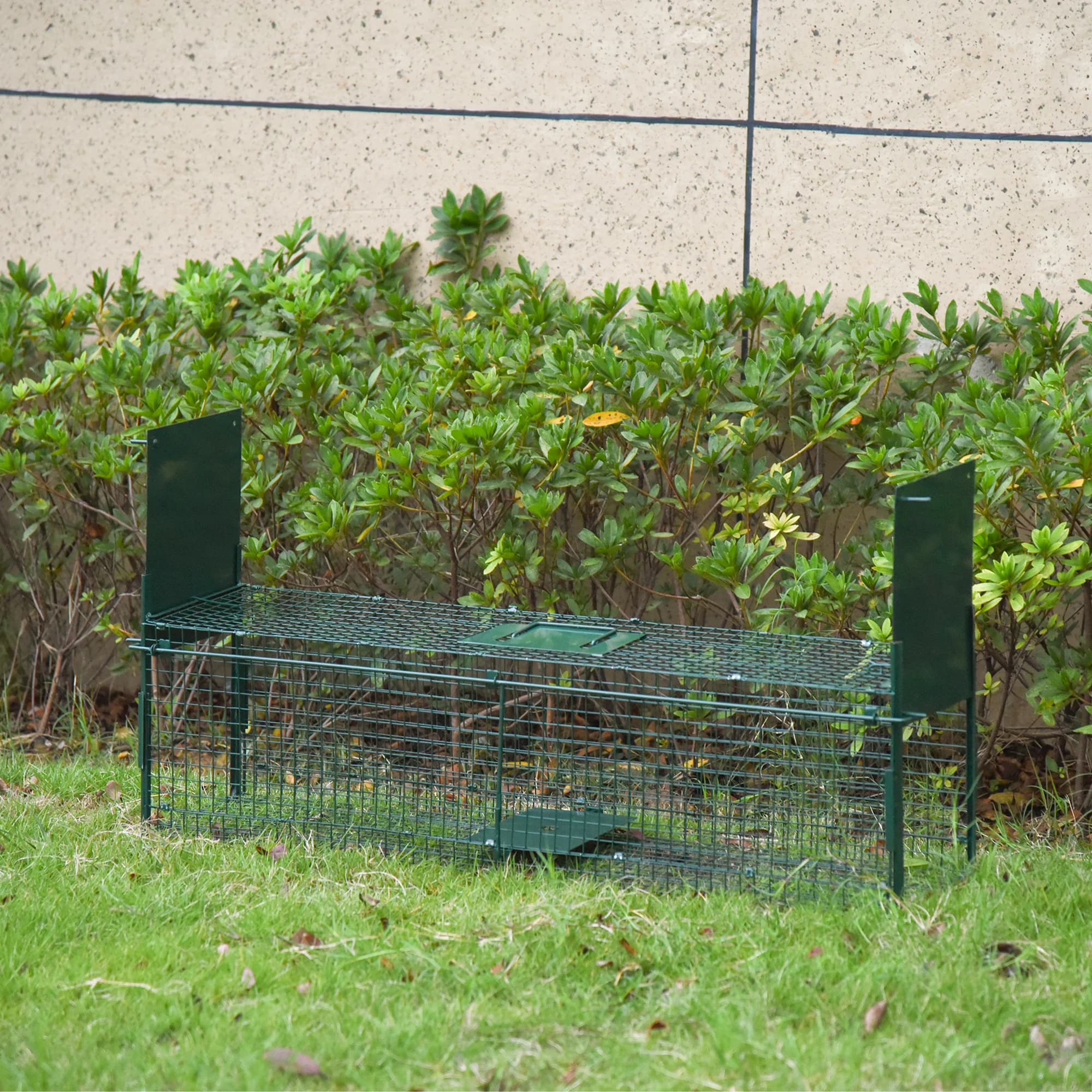 Pawhut Piège pour attraper des animaux vivants avec poignée 2 portes 100X25X28 cm Vert