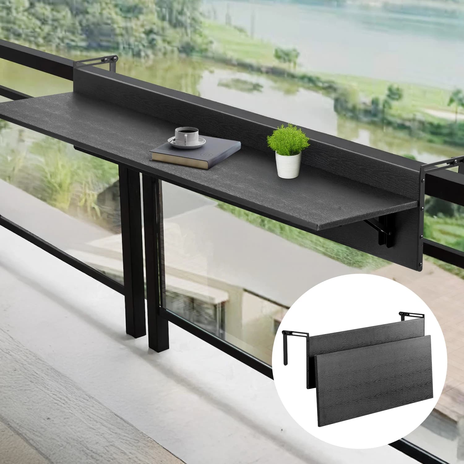 Table pliante à suspendre au balcon SucceBuy, table de balcon pour garde-corps, table de bar de balcon extérieure pour garde-corps, table de service
