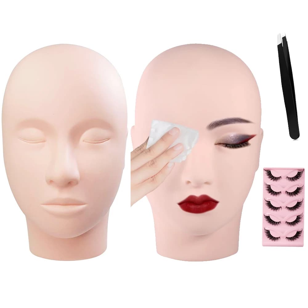 Mannequin de formation à la pratique, tête plate en Silicone souple, tête de pratique du maquillage, modèle de tête de pratique du tatouage pour