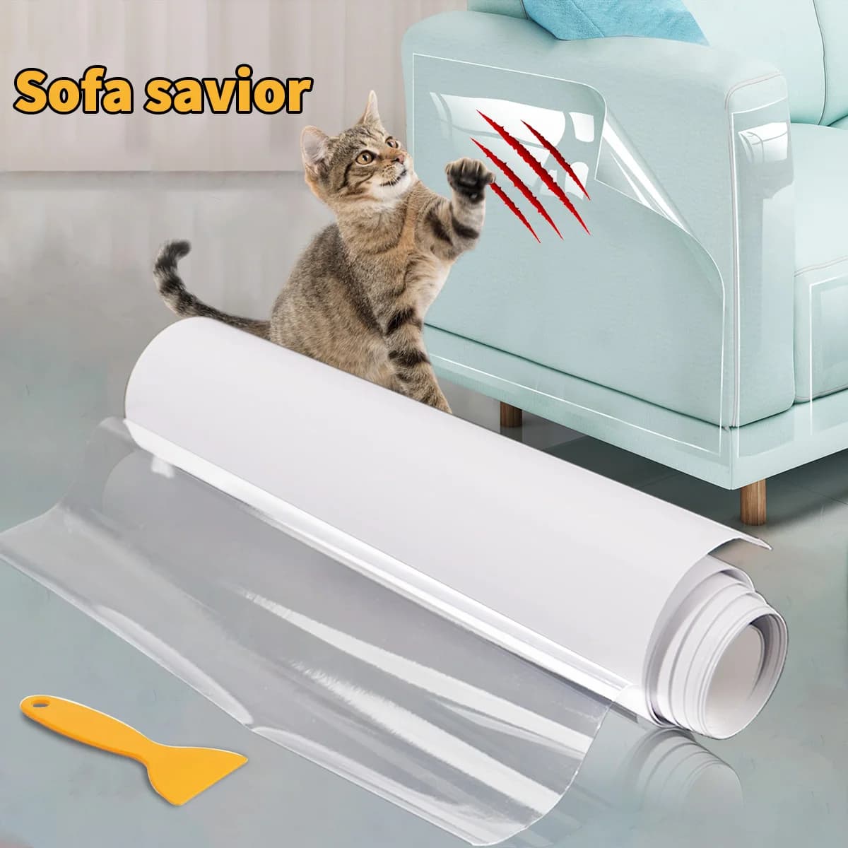 Bande dissuasive transparente auto-adhésive pour chat, protection de meubles pour canapé, autocollant d'entraînement pour animaux de compagnie