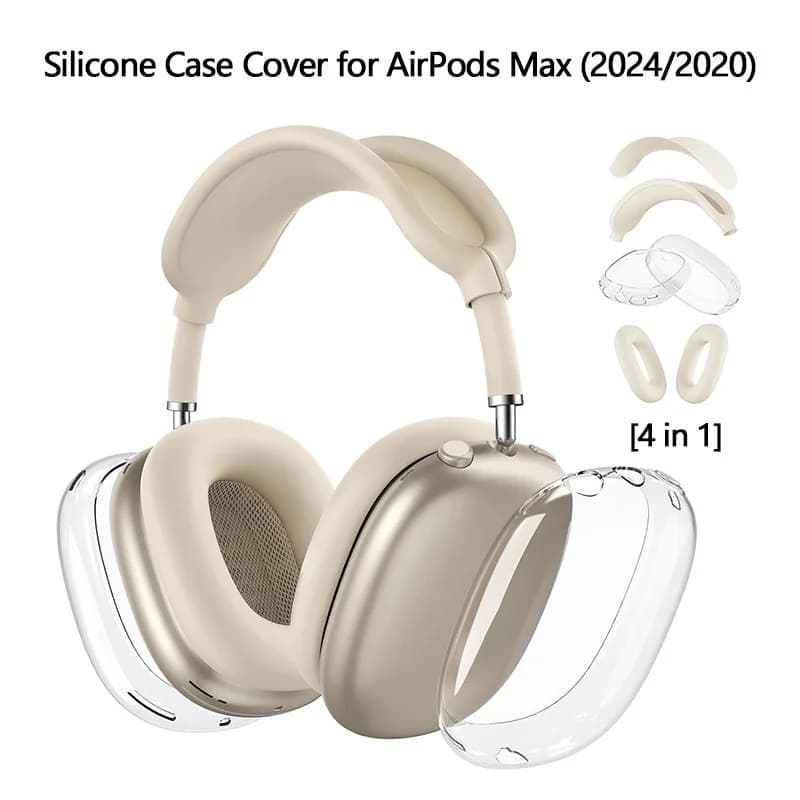 Ensemble de trois pièces en TPU transparent pour Airpods Max, accessoires pour écouteurs, coussinets d'oreille, étui anti-rayures pour aides