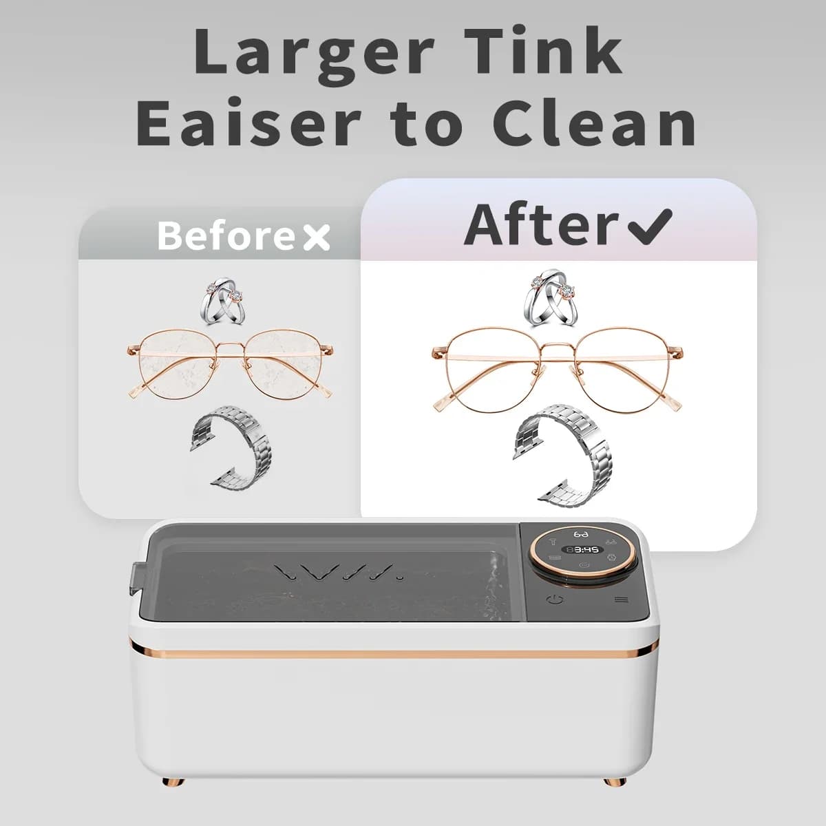 Machine de nettoyage ultrasonique 45 kHz, technologie à ondes sonores, nettoyeur en profondeur pour lunettes, prothèses dentaires, bijoux, pinceaux