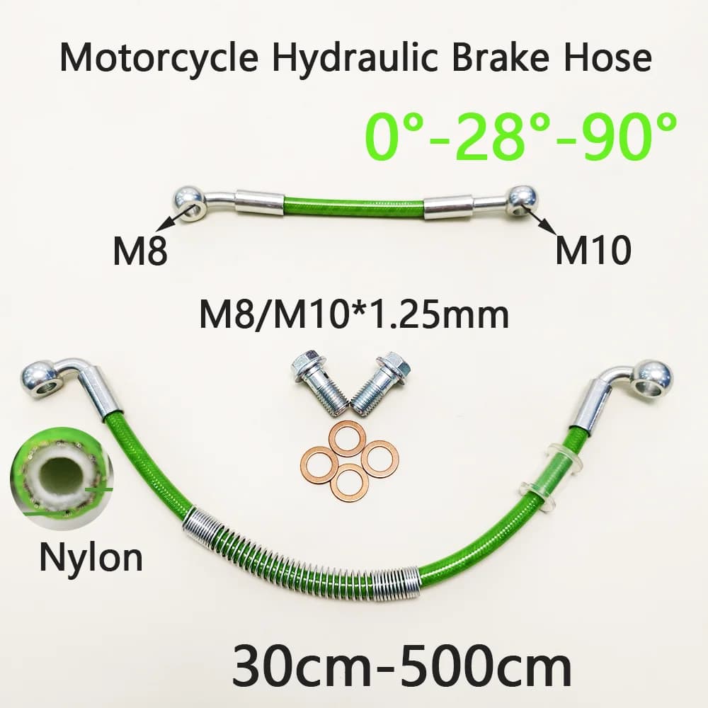 Tuyau de frein hydraulique DOT de 30 cm à 500 cm, câble de 8 mm 10 mm 0 ° ~ 28 ° ~90 °   Tuyau d'huile tressé pour banjo Suzuki Kawasaki Yamaha