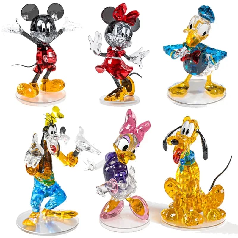 Jouets assemblés Mickey Donald Duck, ornements faits à la main, cadeaux pour garçons et filles, blocs de construction en cristal tridimensionnels