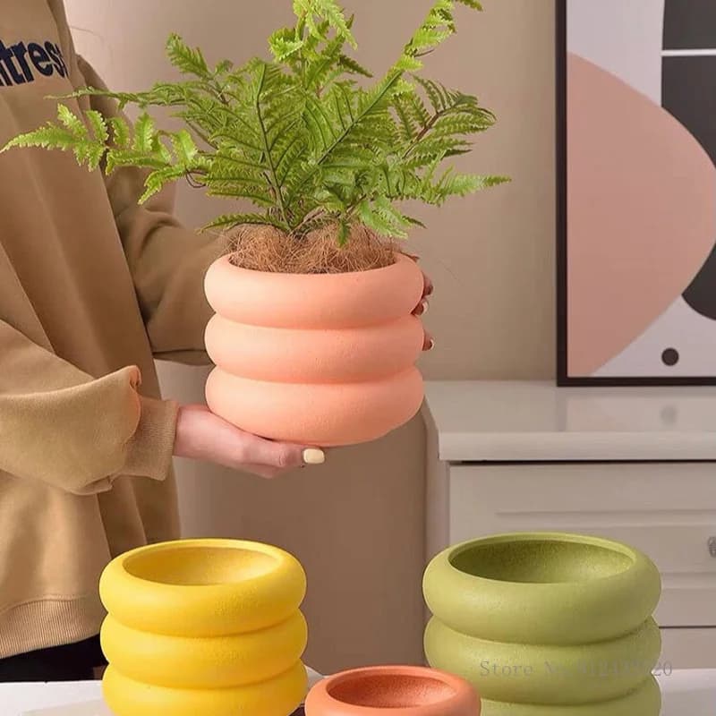Pots de fleurs givrés en céramique nordique avec trous, décoration de salon simple pour la maison, pots de fleurs créatifs, nouveau