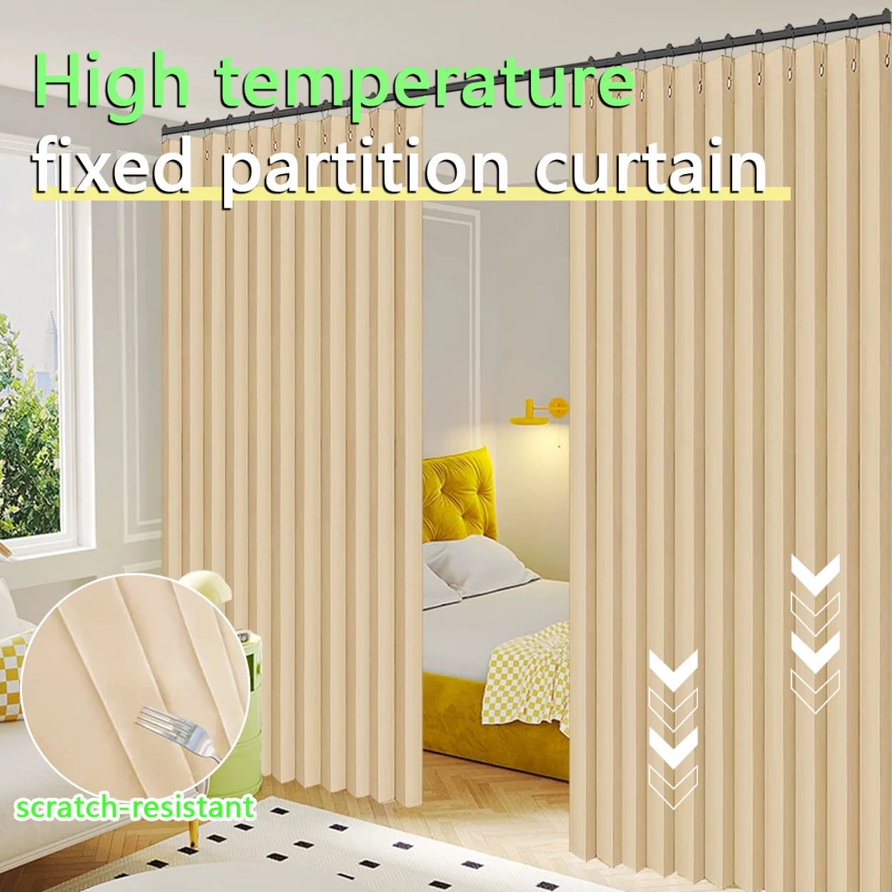 1 panneau, rideau de séparation pour chambre et salon, grand rideau drapé, rideau de porte invisible pliable pour cuisine, rideau de séparation de