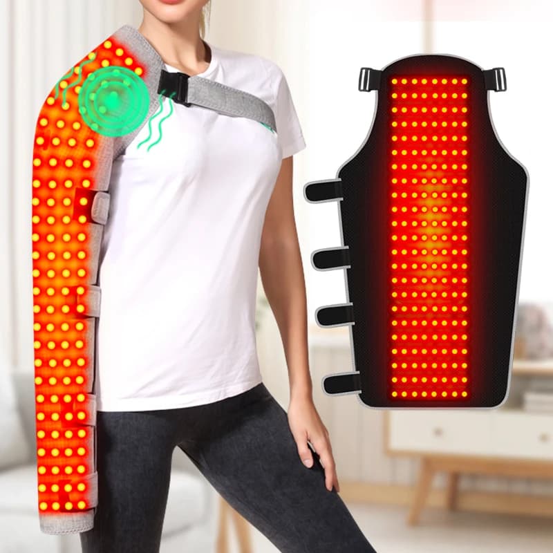 Support de bras chauffant à lumière rouge avec 3 réglages de vibration pour soulager la douleur au coude, la relaxation musculaire, le confort des