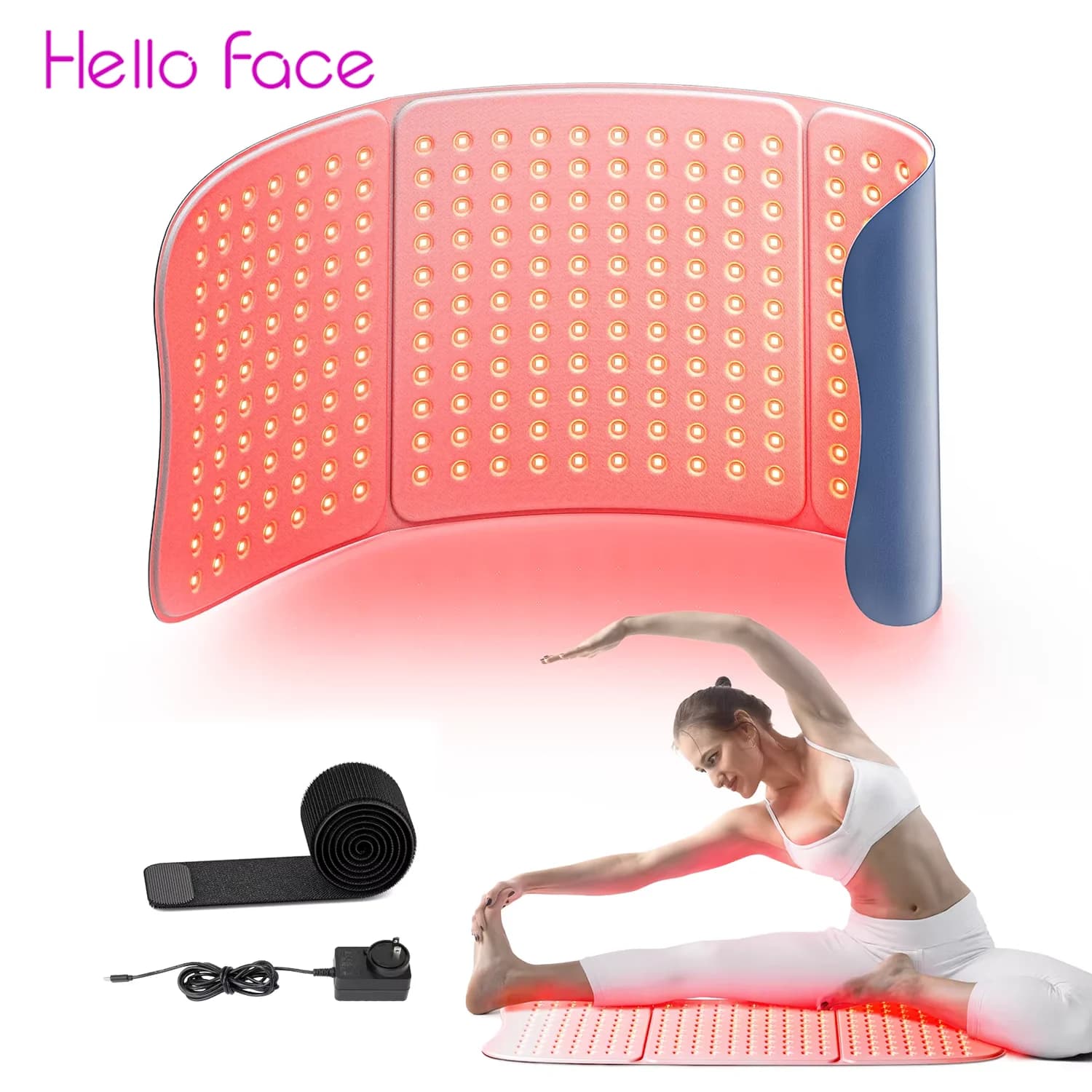 Pad Thérapie Lumière Rouge Hello Face L7 660nm & 850nm pour Douleurs Corporelles, Mat Infrarouge Triple Puce avec Minuterie 30'' x 12'' Grand -