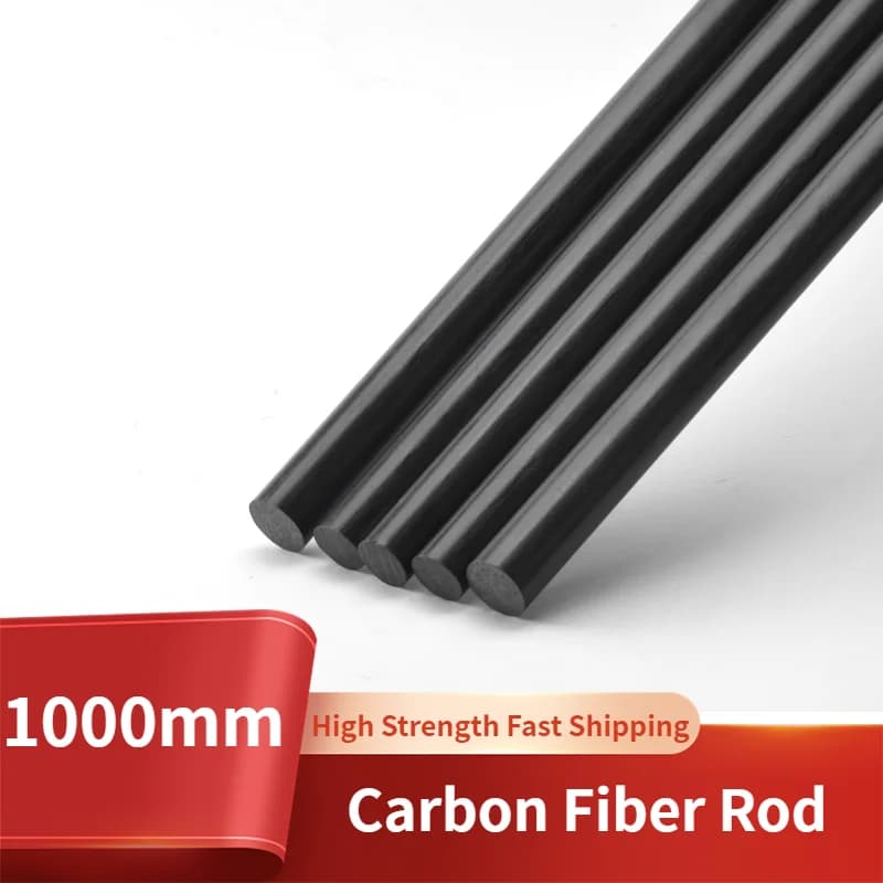 Tige ronde en fibre de carbone de 1000mm de long, différents diamètres, haute résistance, pièces composites de bricolage légères adaptées au