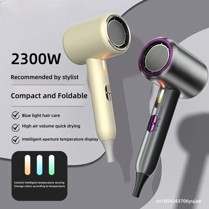 Nouveau sèche-cheveux pliant Portable 2300W haute puissance température constante Ion négatif maison Salon de coiffure dortoir sèche-cheveux 220V