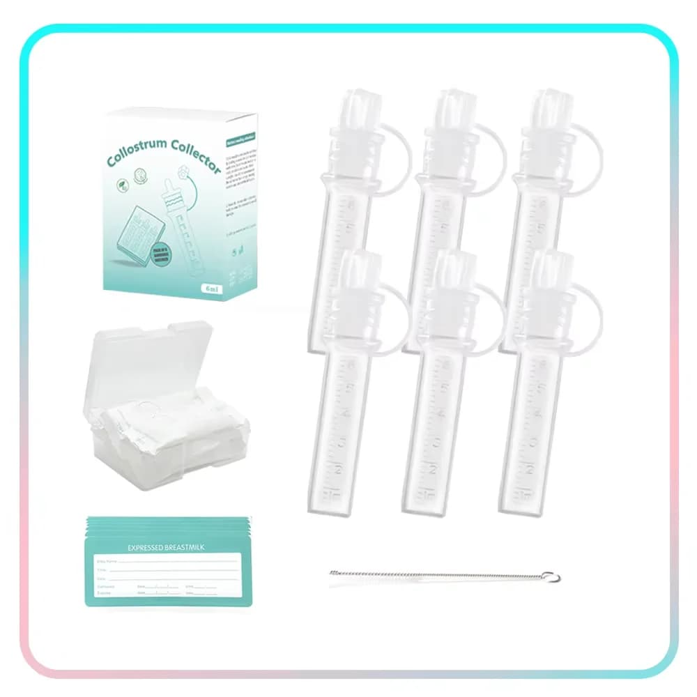 Kit de Collecte de Colostrum 6 pièces 6ml – Dispositif Réutilisable pour la Collecte de Lait Maternel pour l'Alimentation du Bébé