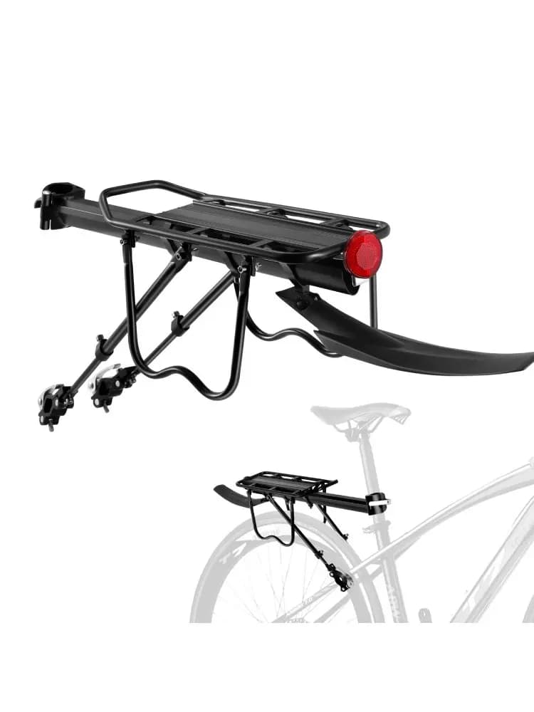 Support de sacoche de vélo de charge de 25 Kg, tige de selle arrière réglable à dégagement rapide avec garde-boue réflecteur pour le chargement