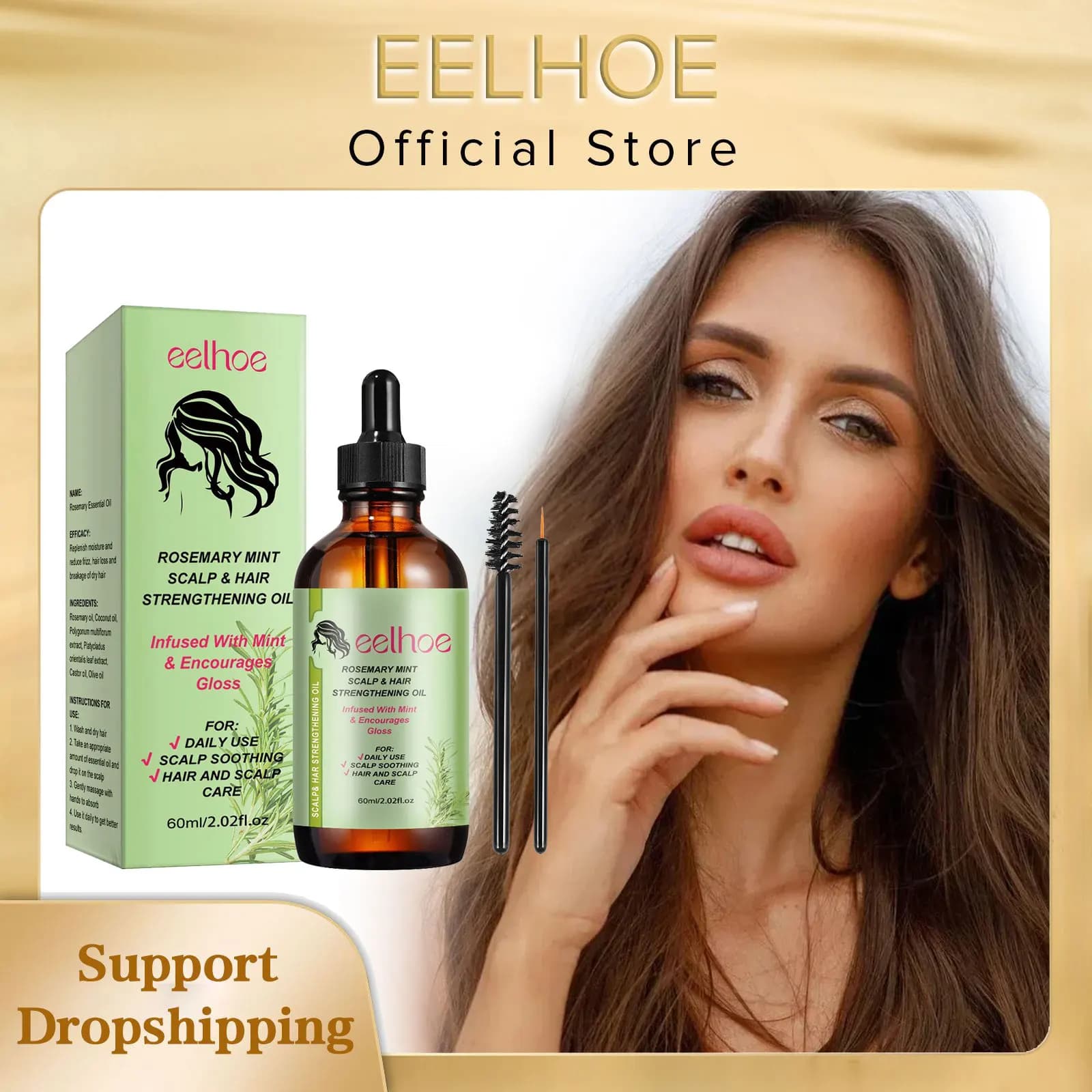 EELHOE huile essentielle de croissance des cheveux au romarin naturel traitement des pellicules pour le cuir chevelu soin capillaire professionnel
