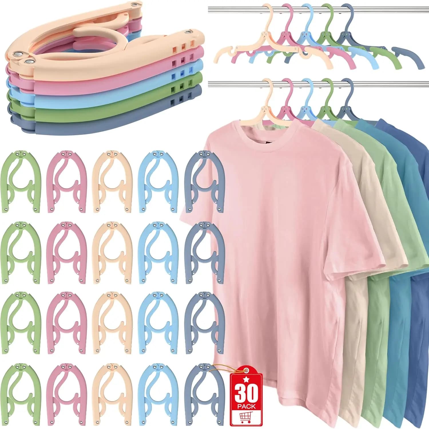 30 pièces cintres de voyage organisateur de cintre de voyage pliable Portable, accessoires de voyage en plastique support de séchage de vêtements