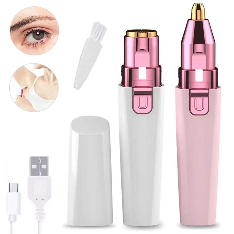 Épilateur rechargeable 2 en 1, tondeuse à sourcils électrique, épilation du corps féminin, forme de rouge à lèvres, mini rasoir sans douleur,