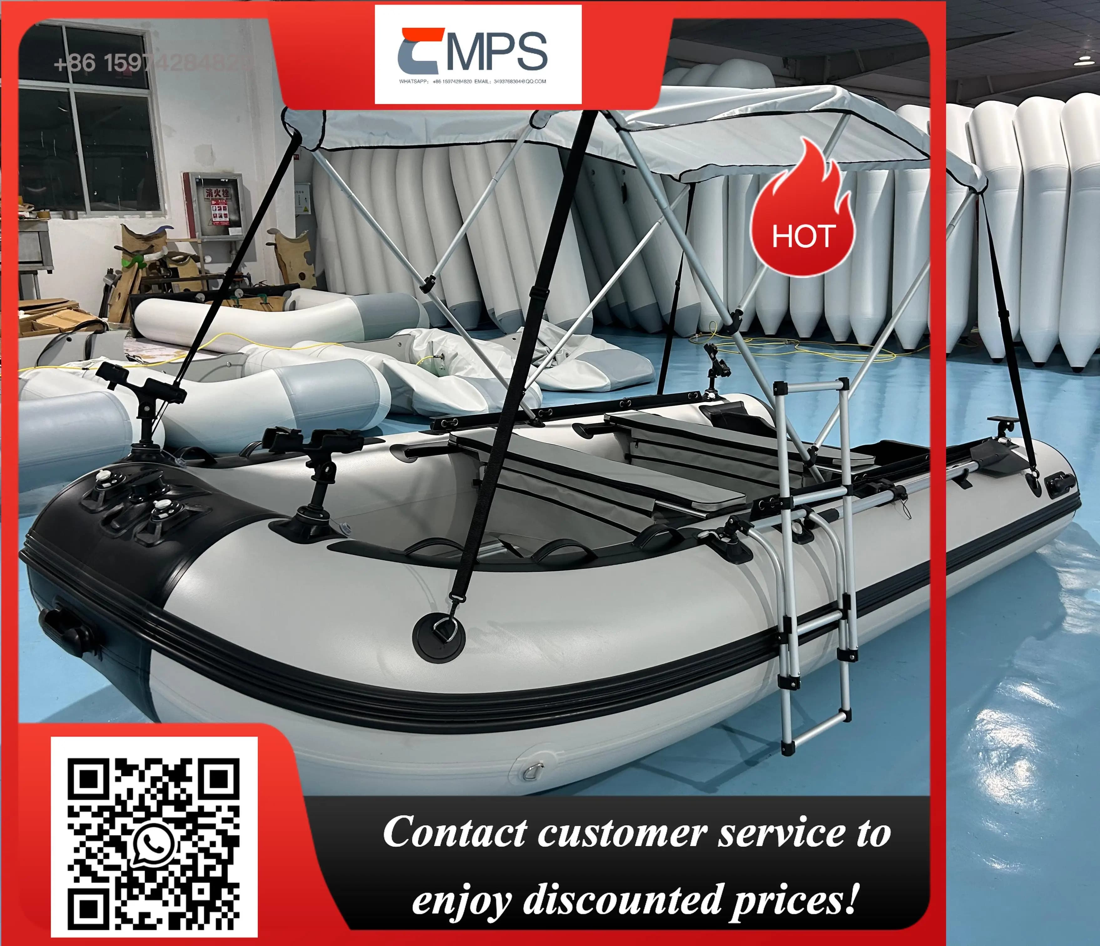 Bateau pneumatique en aluminium gris de 4 m à 4,2 m pour 6 personnes, idéal pour les voyages sur lac, rivière et mer ouverte, bateau à rames