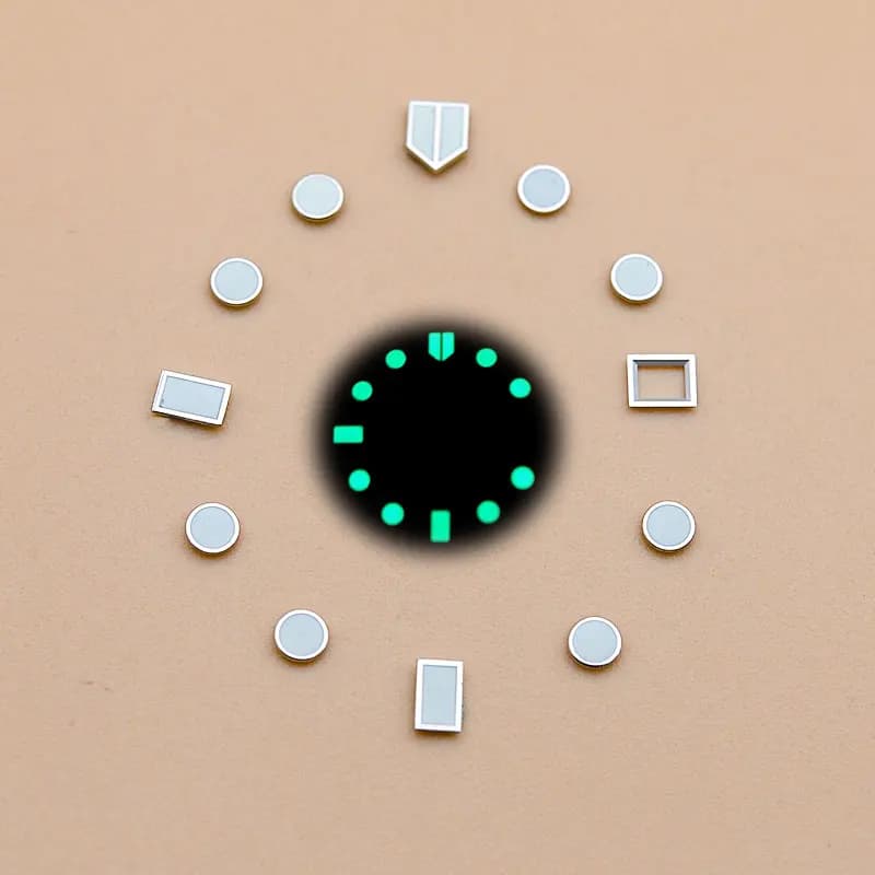 Index des heures lumineux verts pour cadran de montre SKX007 6105 Sub GMT – Accessoires de cadran de montre de rechange