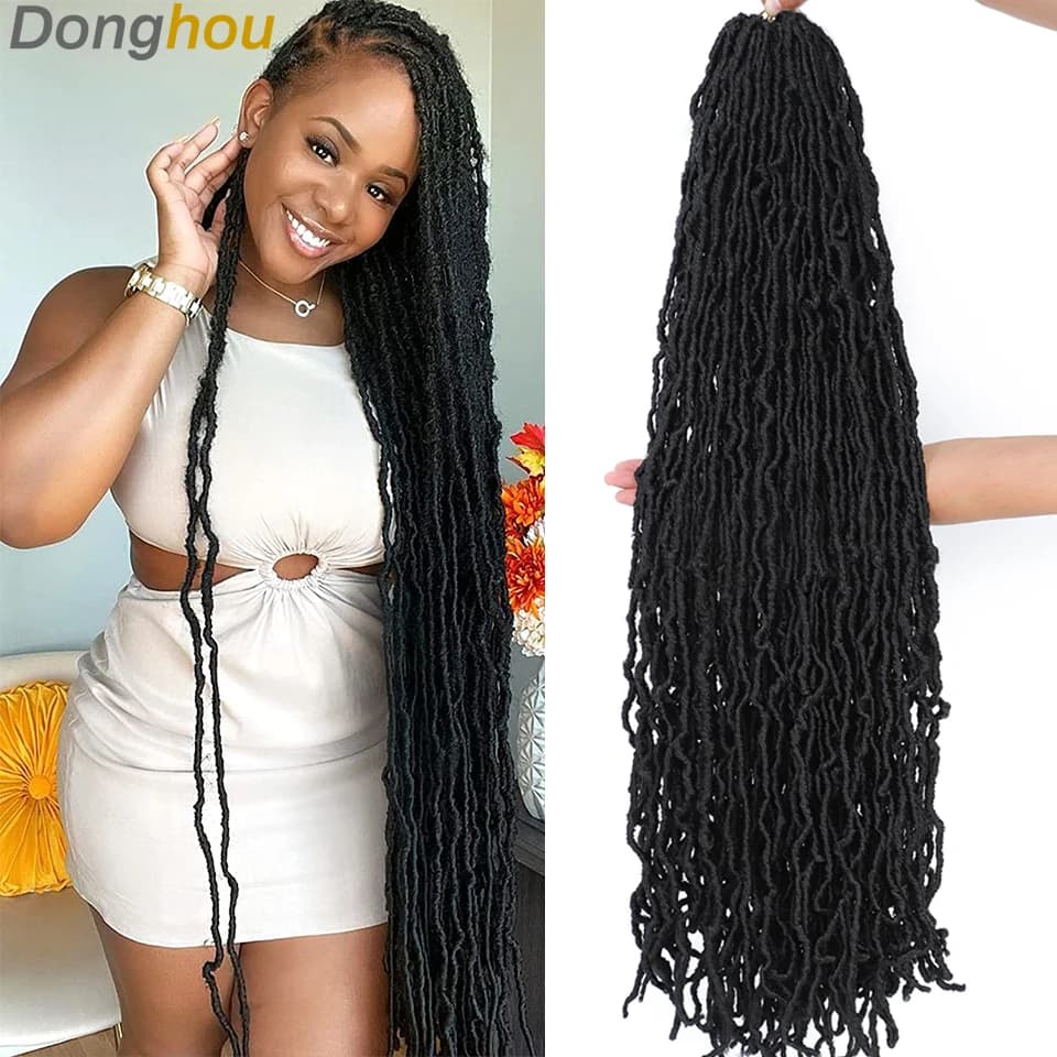 18 24 36 pouces 6 paquets nouveaux faux locs crochet cheveux meche faux locs crochet tresse doux locs serrures synthétiques crochet cheveux pour