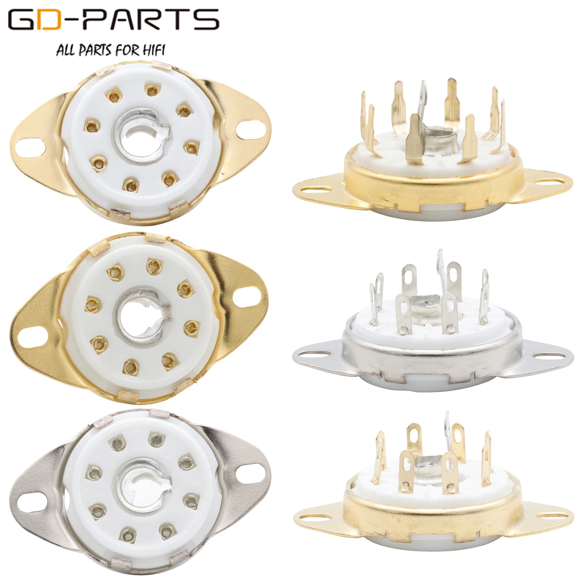 GD-PARTS 8pin B8G Loctal Tube En Céramique Douilles Pour 5B254 4P1S 7N7 C3G Châssis Astronomique PCB Montage 18/Or Plaqué 10PCS