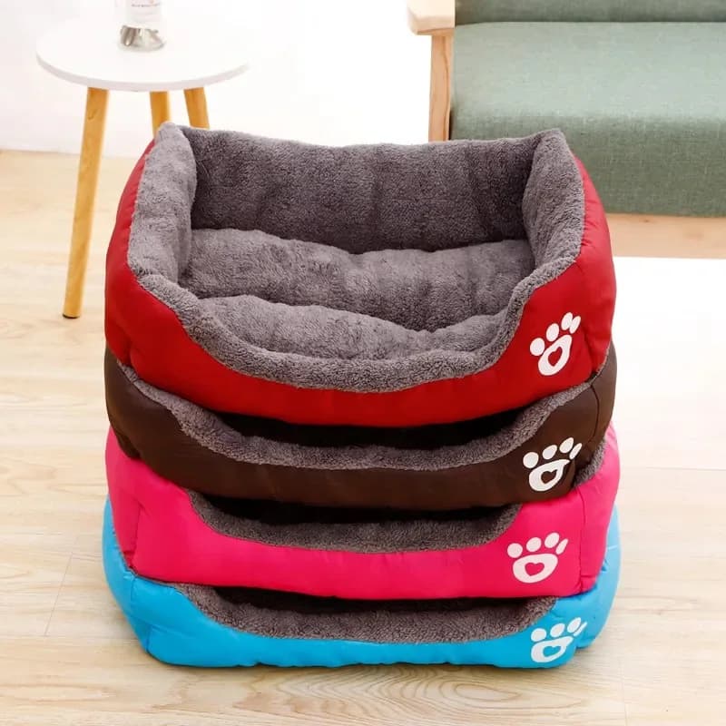 Lit chaud pour animaux de compagnie de couleur bonbon, accent carré, chenil pour petits, moyens et grands chiens, paniers pour chats et chiots,