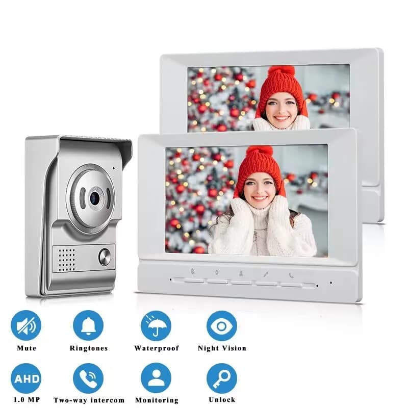 Interphone vidéo pour maison et appartement, écran 7 pouces, prise en charge du moniteur, déverrouillage, interphone vidéo avec caméra, sonnette