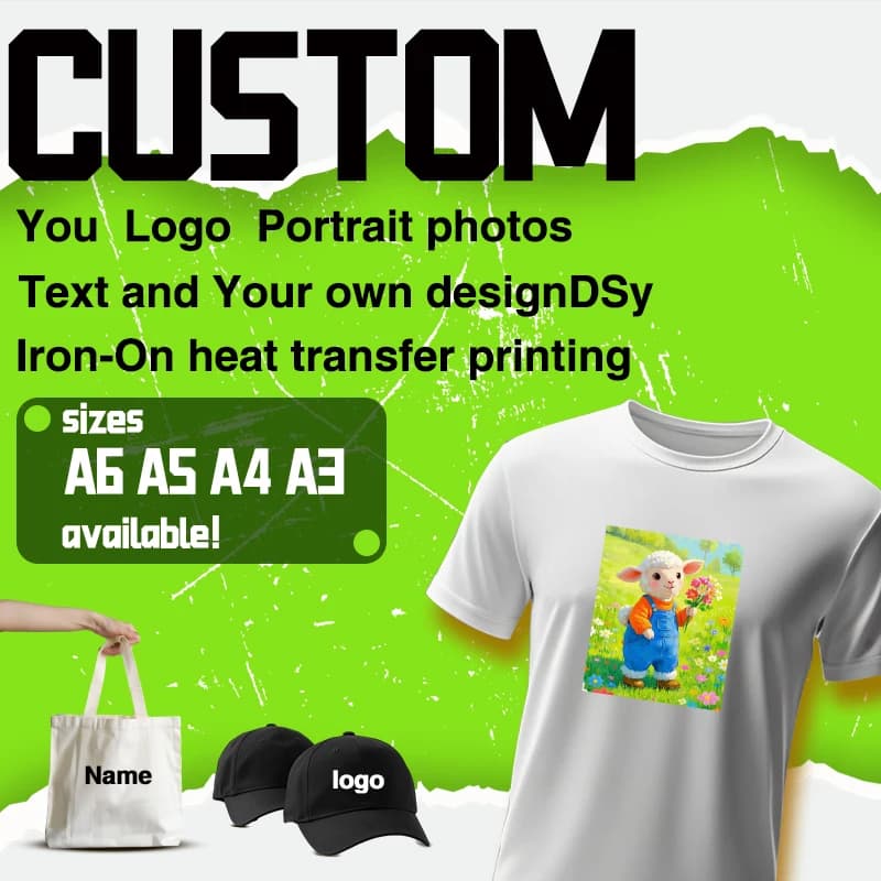 Logo et images personnalisés DTF, impression par transfert de chaleur, autocollants personnalisés lavables bricolage, fer à repasser sur les