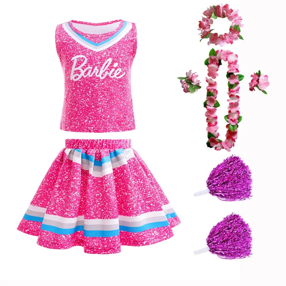 Robe de pom-pom girl Barlie pour filles, Costume de Cosplay, beaux looks, doux, mignon, polyvalent, Costume de pom-pom girl, ruban Lei hawaïen