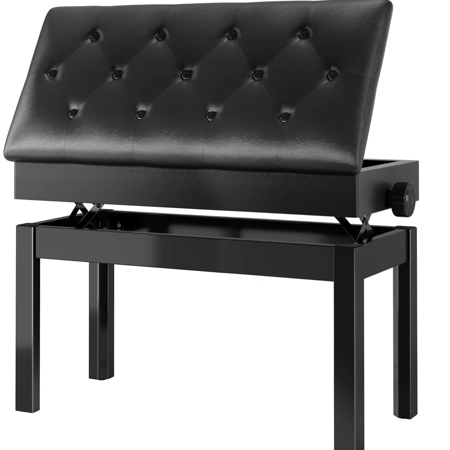 Banc de piano H réglable avec rangement, bancs de piano robustes avec coussin en cuir, banc de piano noir pour adultes simple/double