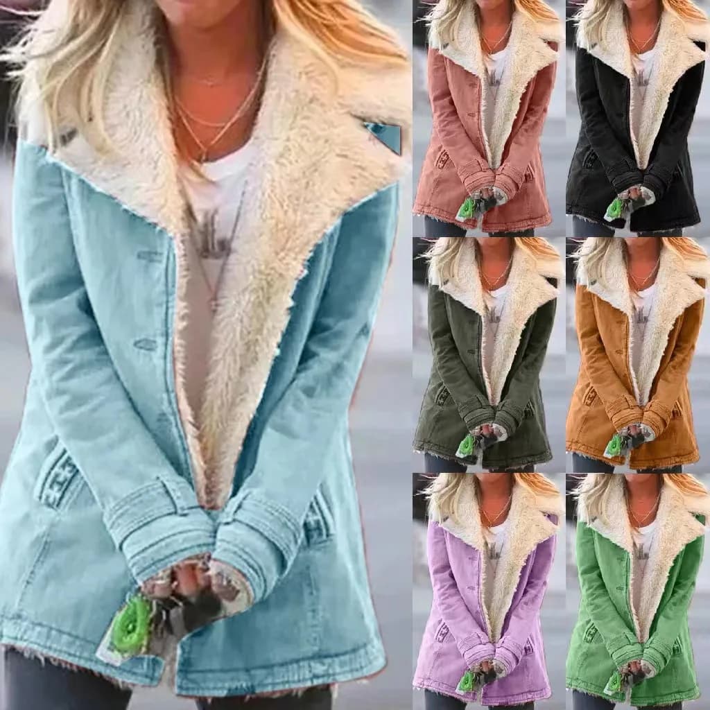 Manteau Chaud en Fausse Fourrure pour Femme, Veste en Laine d'Agneau Épaissie, Revers Lâche, Vêtements d'Extérieur Chic, Collection Automne Hiver